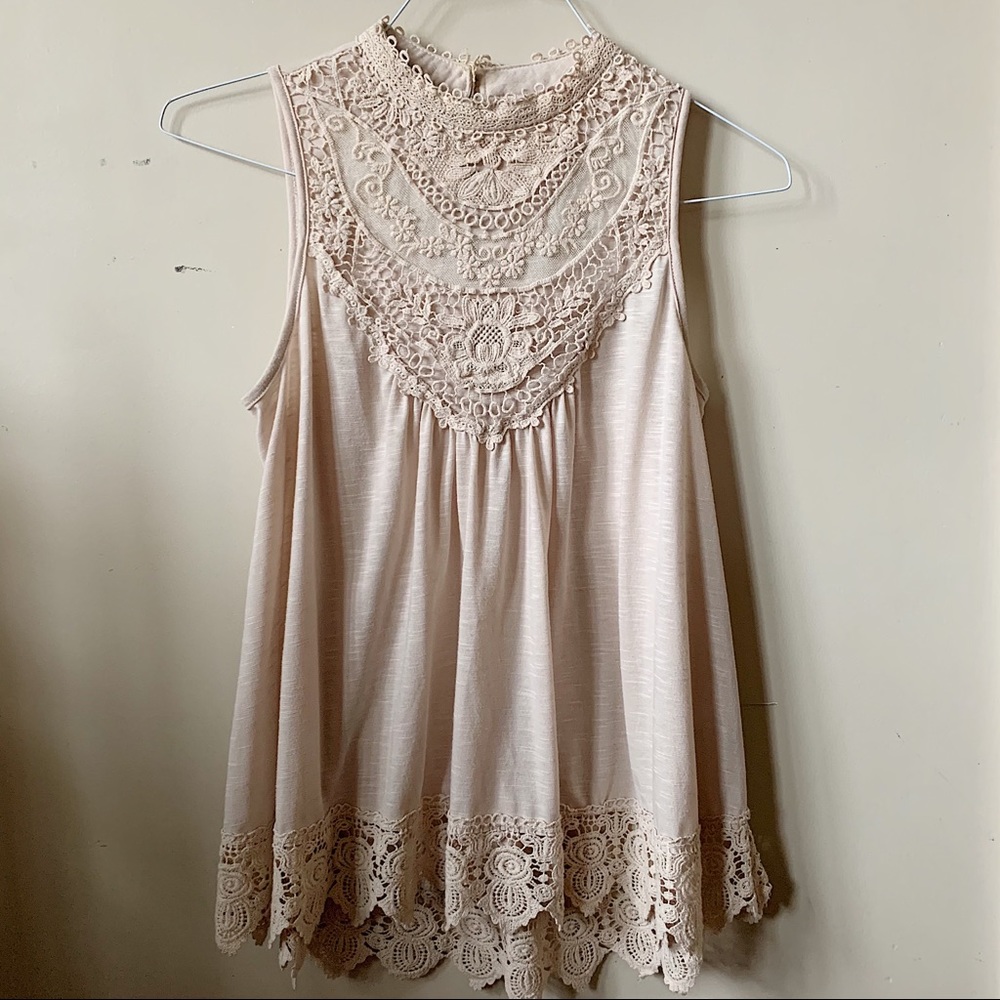 High Neck Cream Tank Top